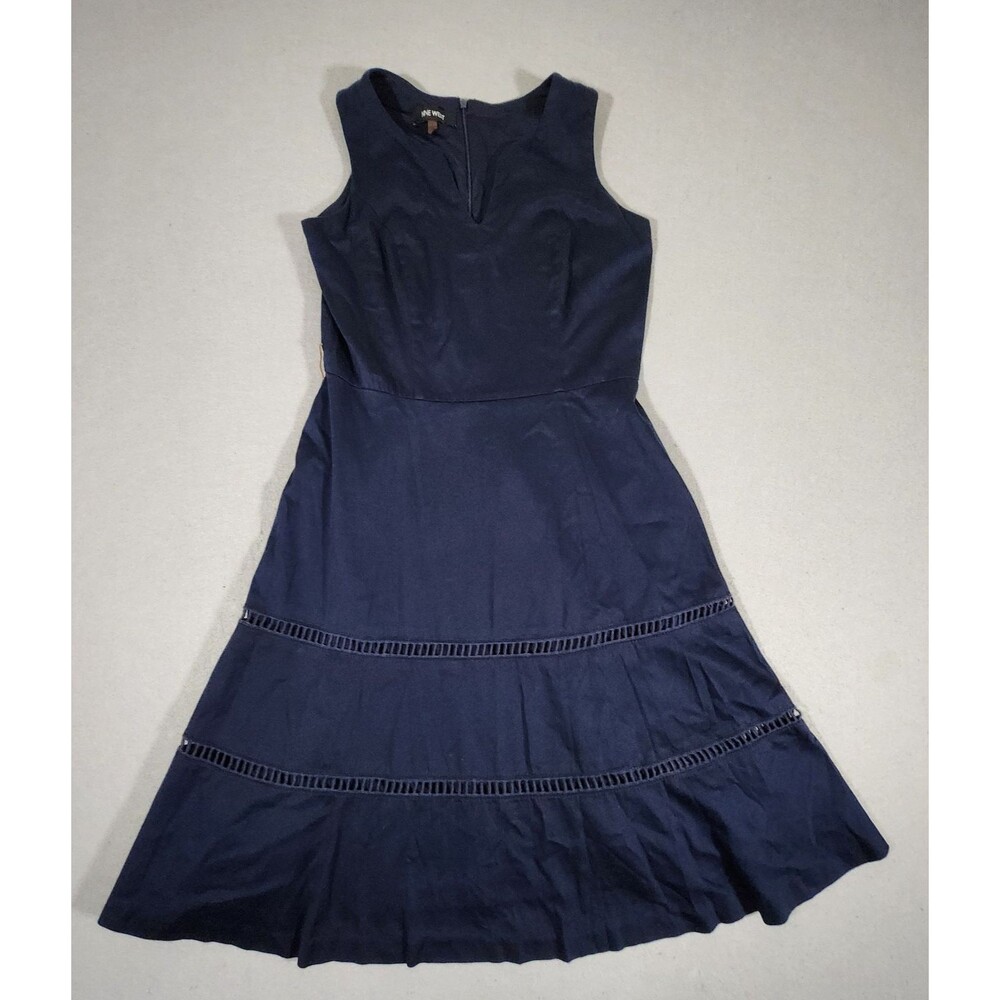 Nine West Navy Blue Fit and Flare Midi Dress Size 2